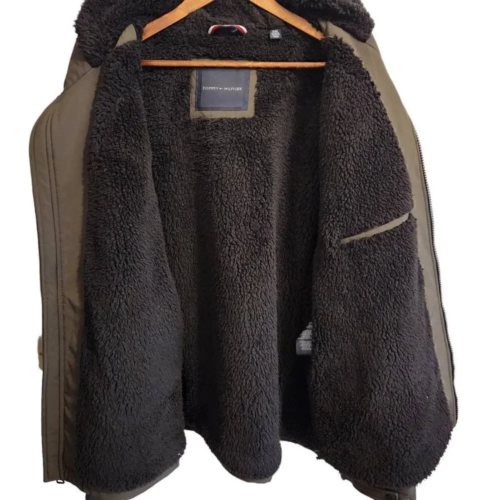 Tommy Hilfiger Jacket‎ XXL Mens Softshell Sherpa Lined Olive Green